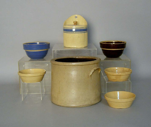 Appraisal: Group of pottery to include stoneware crock yelloware bowls tallest