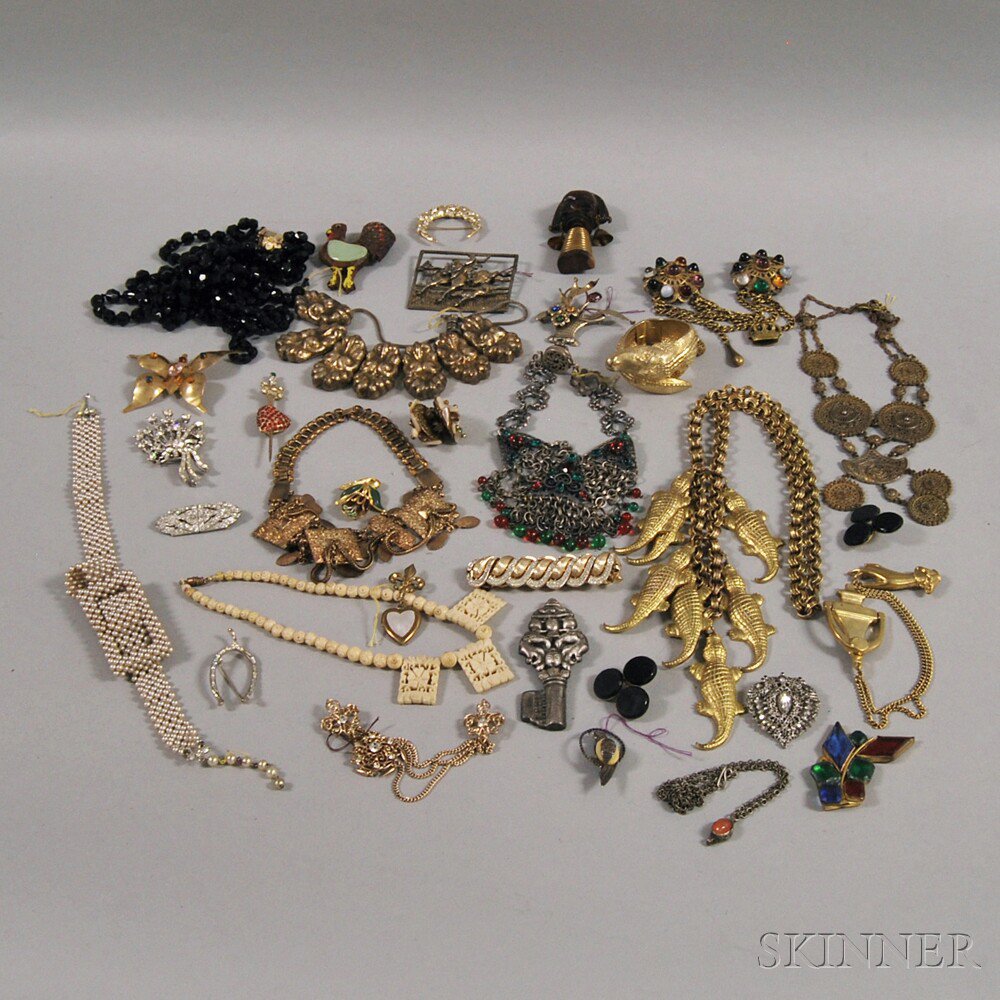 Appraisal: Group of Assorted Costume Jewelry including gold-tone pins a cigarette