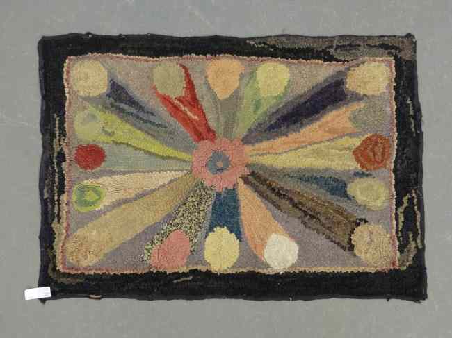 Appraisal: Early abstract hooked rug '' x ''