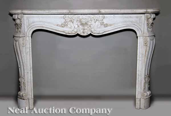 Appraisal: A Fine Antique Louis XVI-Style Carrara Marble Mantel mid- th