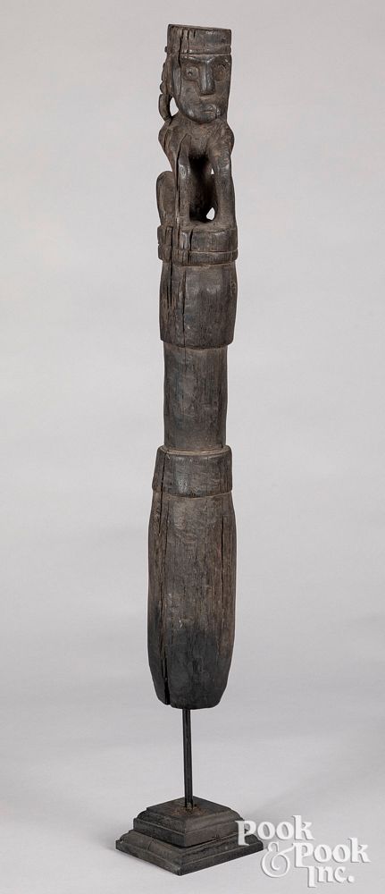 Appraisal: Timor carved wood post Timor carved wood post h Provenance