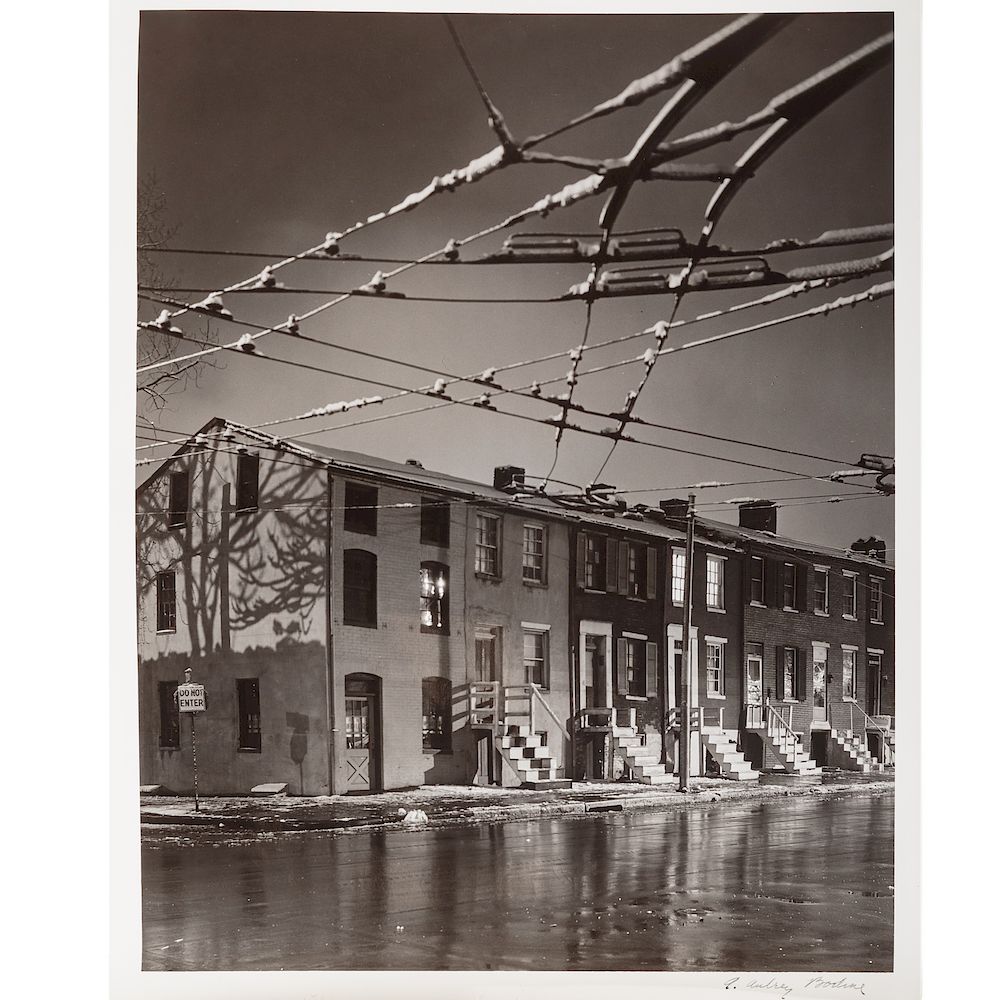 Appraisal: A Aubrey Bodine Trolley Car Sky c American - Gelatin