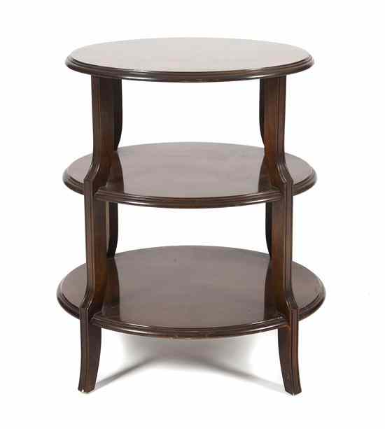 Appraisal: An American Mahogany Whatnot Shelf having three oval tiers raised