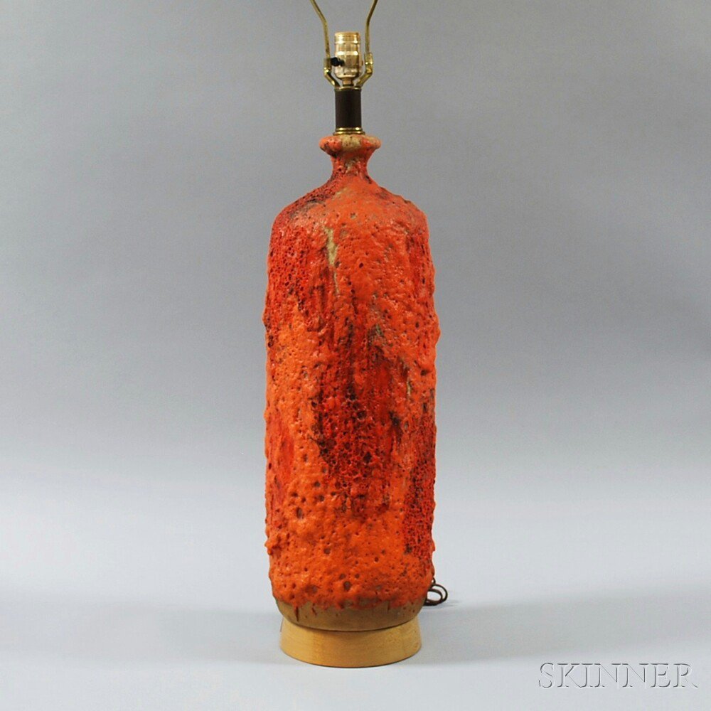 Appraisal: Lava Glaze Mid-century Table Lamp ht dia in Estimate -