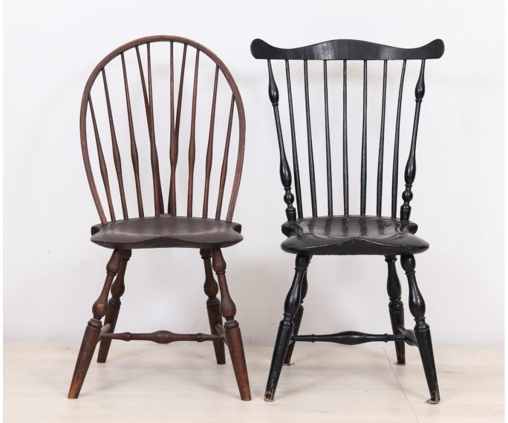 Appraisal: Two Windsor side chairs to include a brace back stamped