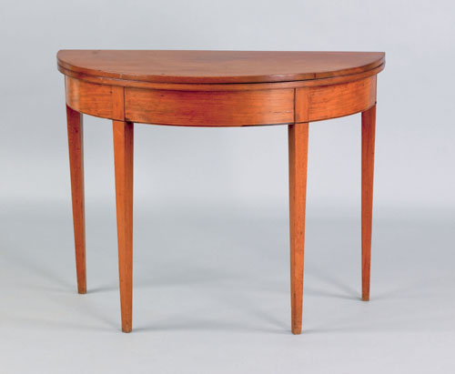 Appraisal: Pennsylvania Hepplewhite mahogany demilune card table ca h w Provenance