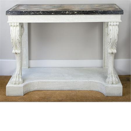 Appraisal: William IV Specimen Top Cream Painted Console Estimate -