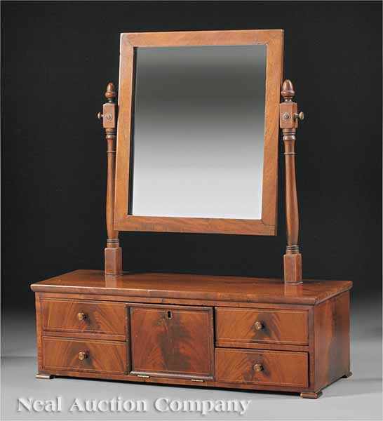 Appraisal: A George III Inlaid Mahogany Dressing Mirror c rectangular mirror