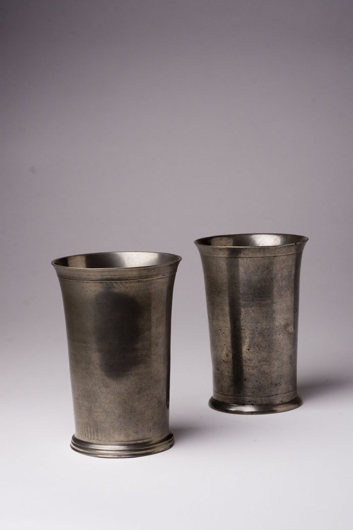 Appraisal: ASSEMBLED PAIR OF PEWTER BEAKERS SAMUEL DANFORTH - Hartford Connecticut