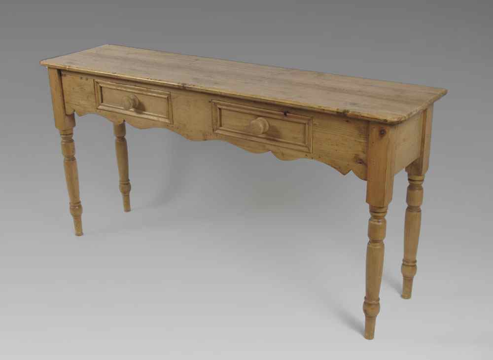 Appraisal: COUNTRY PINE TWO DRAWER HALL TABLE '' h x ''