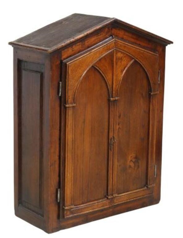 Appraisal: FRENCH GOTHIC REVIVAL RELIGIOUS ALTAR CABINETFrench Gothic Revival wall-mounted altar