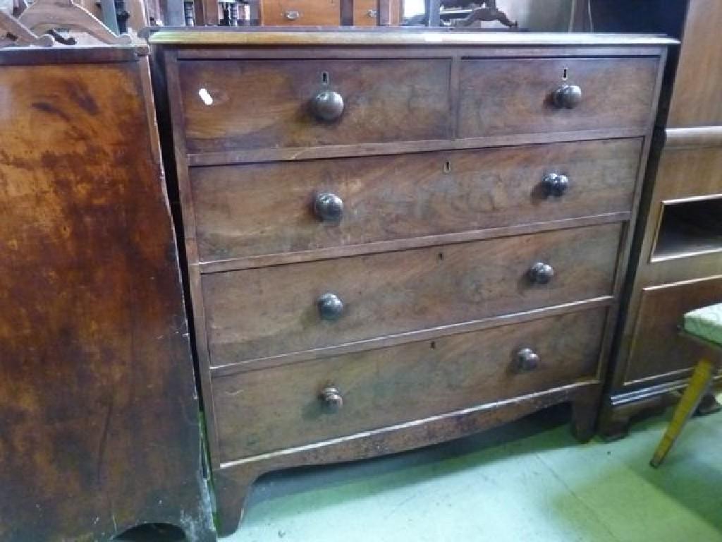 Appraisal: A th century mahogany chest fitted with three long and