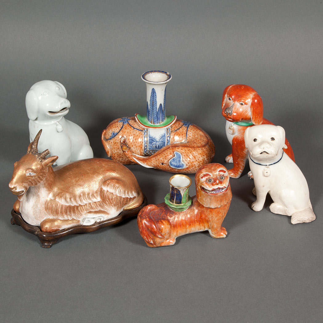 Appraisal: Group of Six Chinese and Japanese Porcelain Figures of Animals