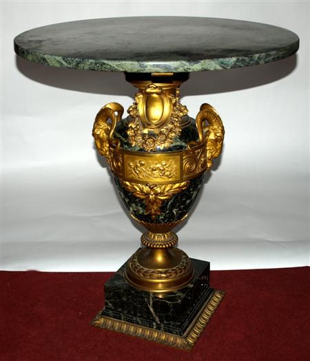 Appraisal: GOOD FRENCH ORMOLU AND GREEN MARBLE URN TH CENTURY with