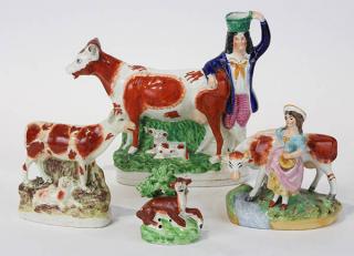 Appraisal: lot of English Staffordshire figural groups lot of English Staffordshire