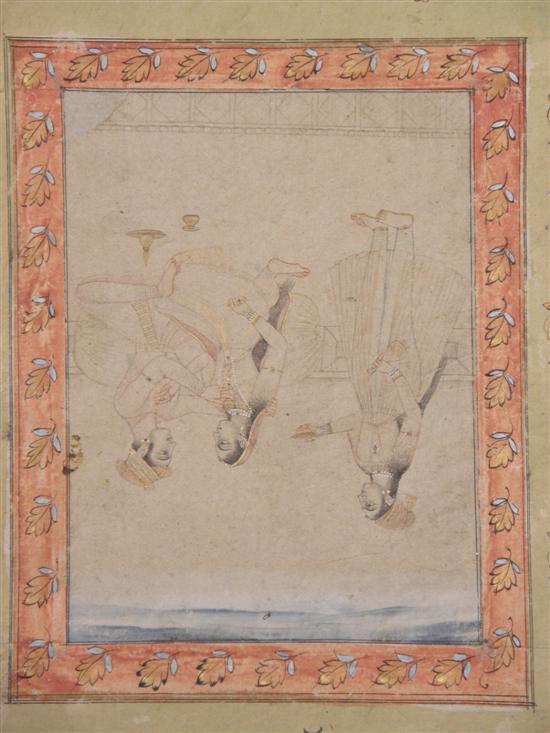 Appraisal: th century Indian miniature painting depicting a seated man with