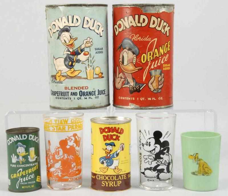 Appraisal: Lot of Walt Disney Character Tins Glasses Description Includes Beetleware