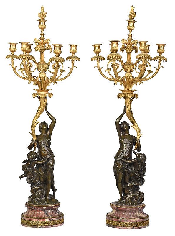 Appraisal: Fine Pair Louis XVI Gilt Bronze Figural Candelabra French late