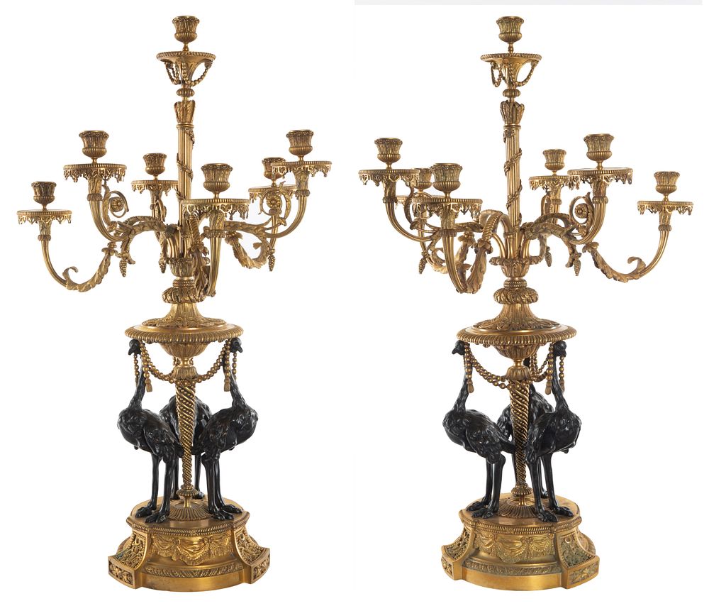 Appraisal: A PAIR OF FRENCH LOUIS XVI STYLE ORMOLU 'CANDELABRES-GIRANDOLES AUX