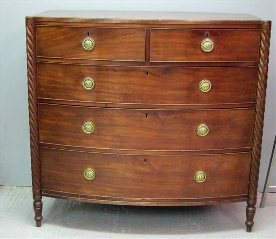 Appraisal: th century mahogany bow fronted chest of two short and