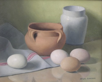 Appraisal: Jacques Blanchard French - Still life with eggs Oil on