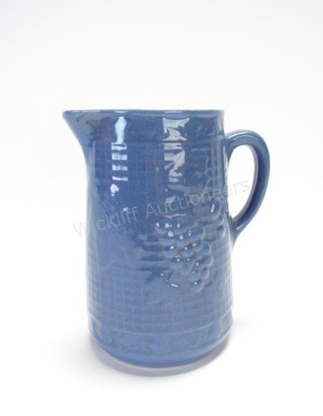 Appraisal: Uhl Pottery Grapes and Lattice Pitcher blue salt glaze pitcher