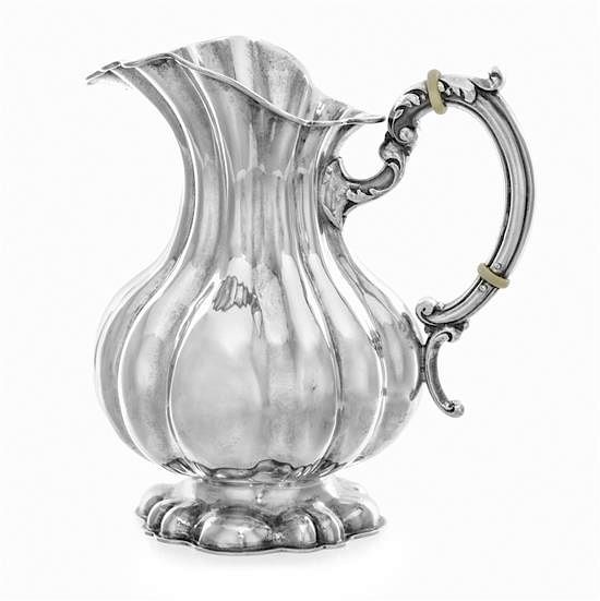 Appraisal: A Hungarian Silver Water Pitcher Mid- th Century of fluted