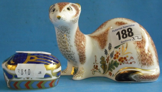 Appraisal: Royal Crown Derby Paperweights Southwell Stoat with certificate and Millenium