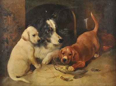 Appraisal: George William Horlor British - A dog with two puppies