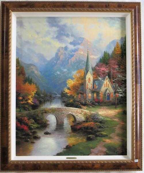 Appraisal: THOMAS KINKADE EMBELLISHED OFFSET LITHOGRAPH ON CANVAS United States -