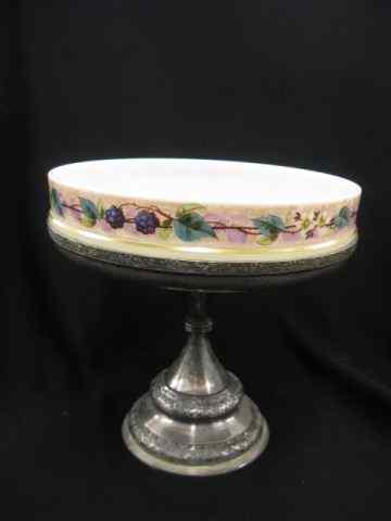 Appraisal: Victorian Art Glass Centerpiece Compote berry floral attributed to Mt