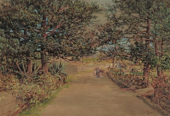 Appraisal: PROSPER LOUIS SENAT American - Along the Road Bermuda watercolor