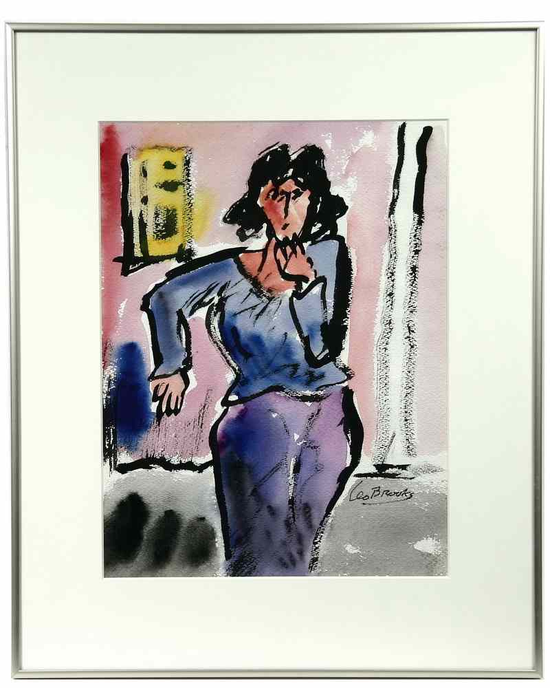 Appraisal: WATERCOLOR - Dark Haired Woman by Leo Brooks Maine -