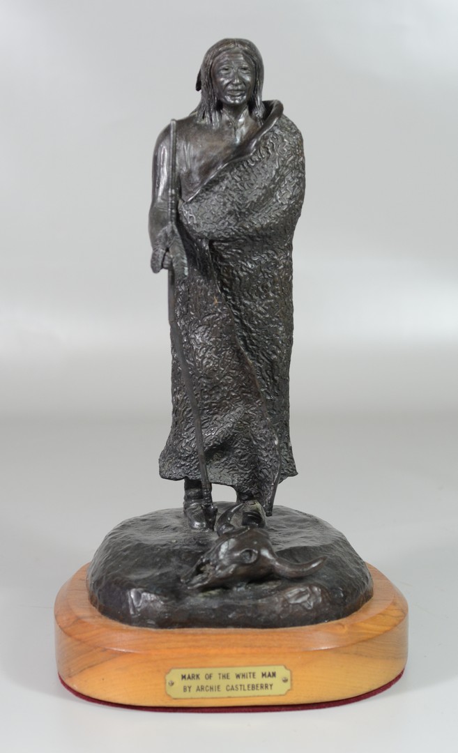 Appraisal: Archie Castleberry Bronze Figure Mark of the White Man dated