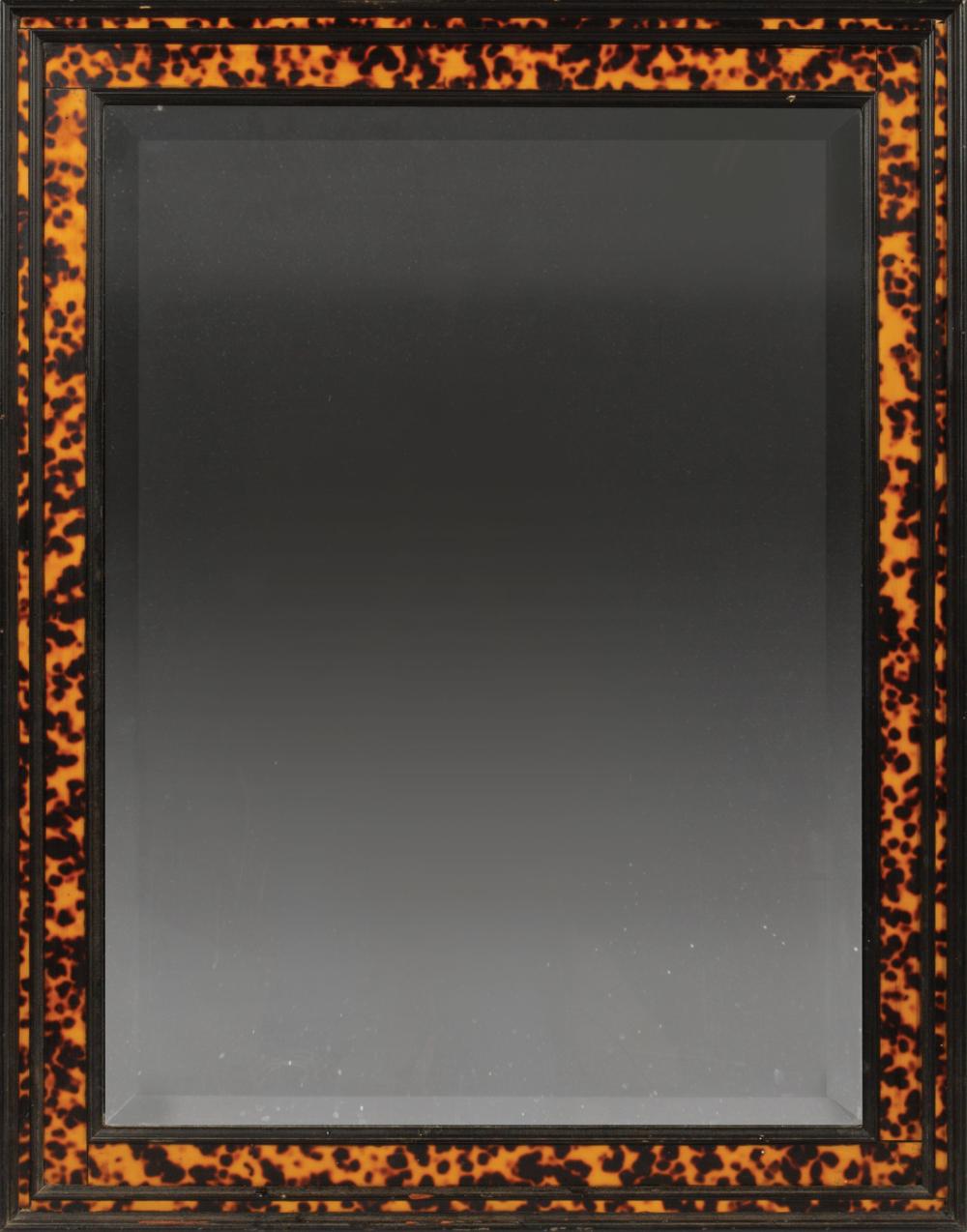 Appraisal: Faux Tortoiseshell Mirror molded surround old beveled plate labeled h