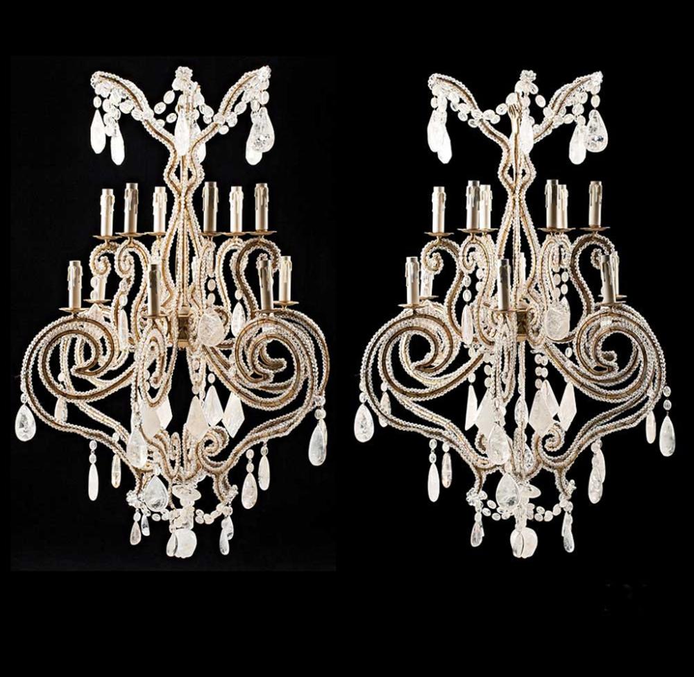 Appraisal: Pair of Louis XV-Style Gilt Metal Rock and Cut Crystal