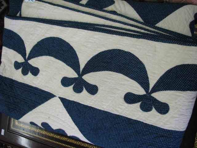 Appraisal: Blue and White handmade quilt circa '' x '' some