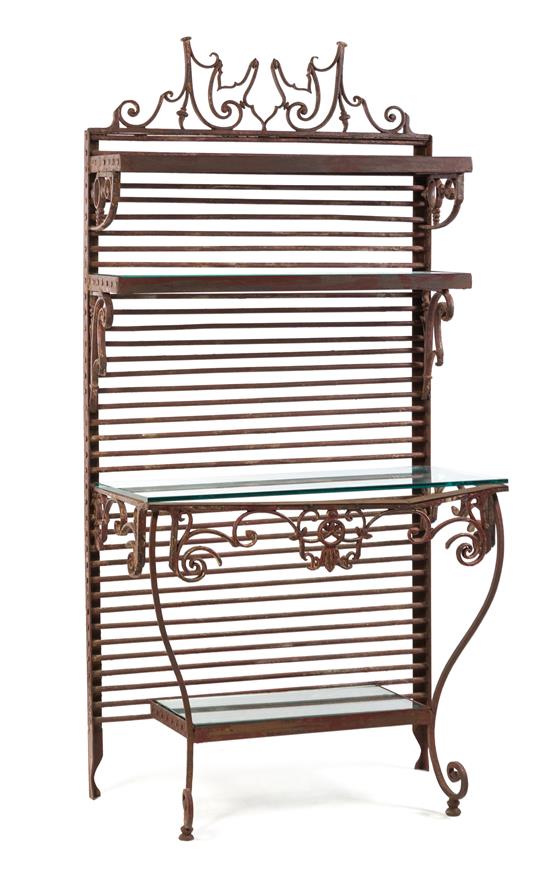 Appraisal: Sale Lot A French Wrought Iron Baker's Rack having a