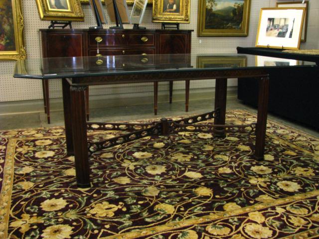 Appraisal: Drexel Heritage Mahogany Base Chinese Chippendale Period Style Dining Table