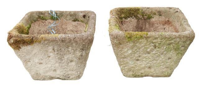 Appraisal: pair Cast stone planters troughs th c squared tapering form