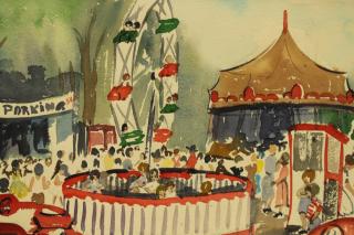 Appraisal: Signed th C Carnival Scene Watercolor Signed th C Carnival