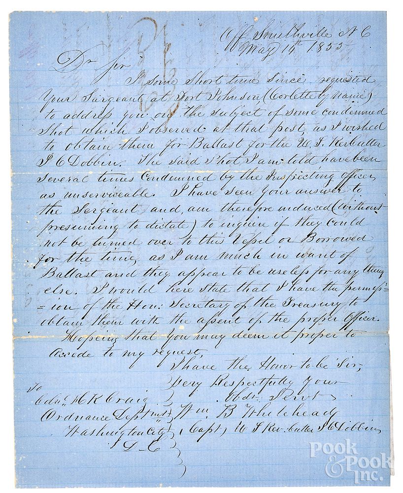 Appraisal: Jefferson Davis signed document Jefferson Davis signed correspondence off Smithville