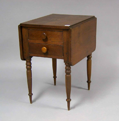 Appraisal: Cherry -drawer work stand th c h w Provenance The