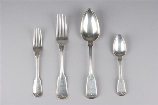 Appraisal: -PIECE AMERICAN COIN SILVER PARTIAL FLATWARE SERVICE mid- th century