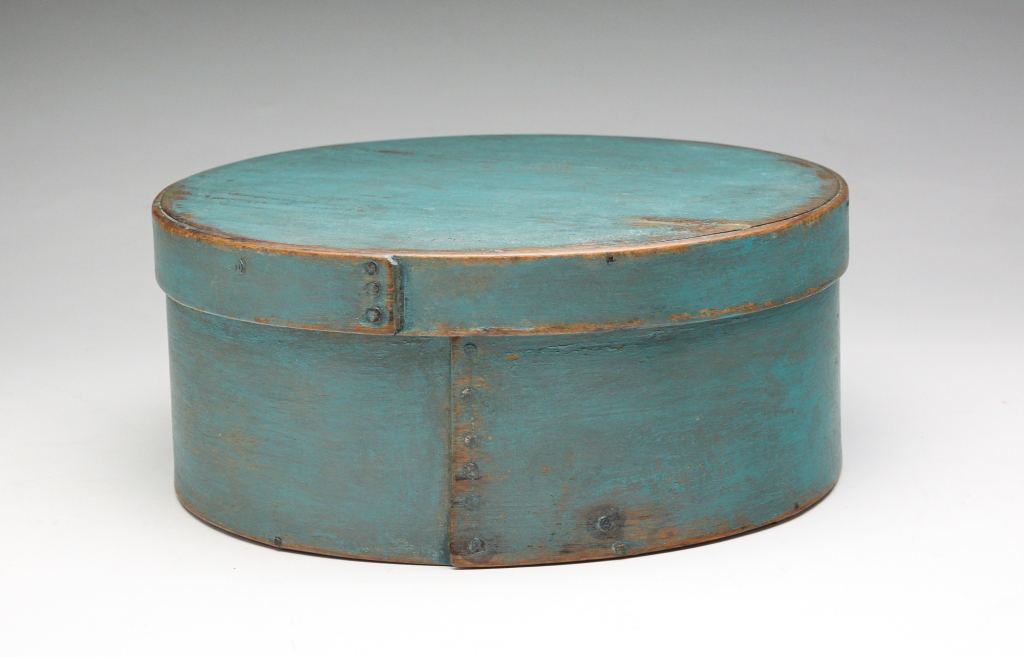 Appraisal: Second half th century Round bentwood box with lapped seams