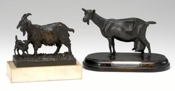 Appraisal: FIGURAL BRONZES Two figures of goats one with mother and