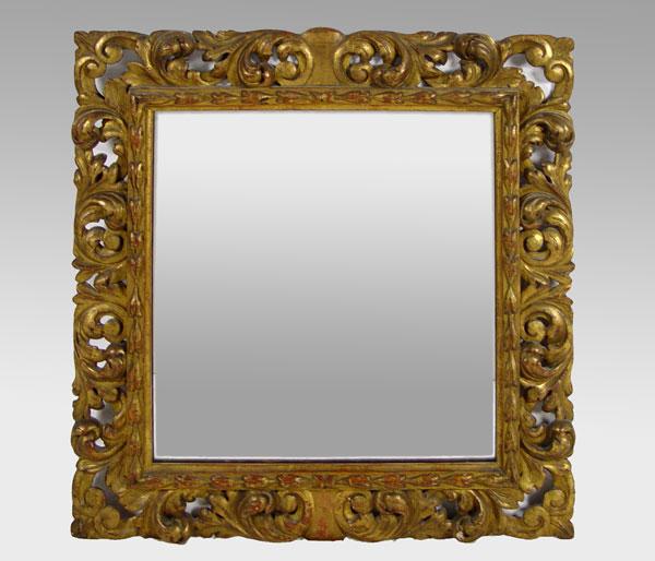 Appraisal: LATE TH C EUROPEAN CARVED AND GILDED MIRROR Hand carved