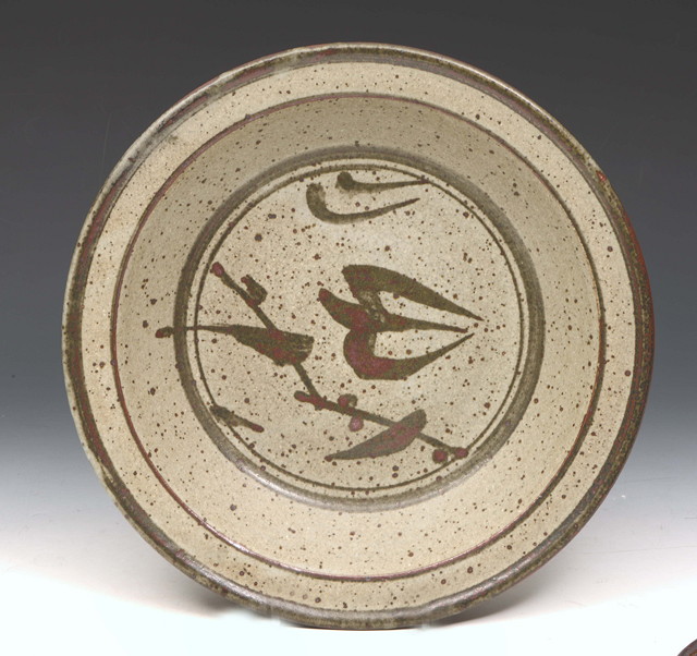 Appraisal: Helen Pincombe British - 'Bird and branch' dish stoneware talc