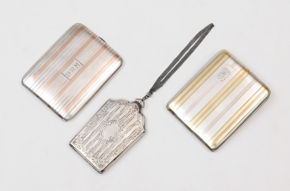 Appraisal: STERLING GOLD CIGARETTE MAKEUP CASES pieces total to include Napier