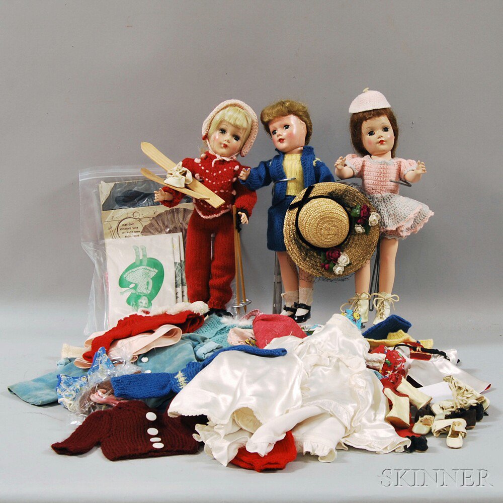 Appraisal: Three Hard Plastic Mary Hoyer Dolls with Large Group of